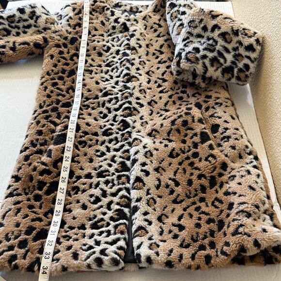 Zara Leopard Faux Fur Coat Sz S Longline Indie Sleaze Animal Print Winter Jacket - Picture 15 of 15